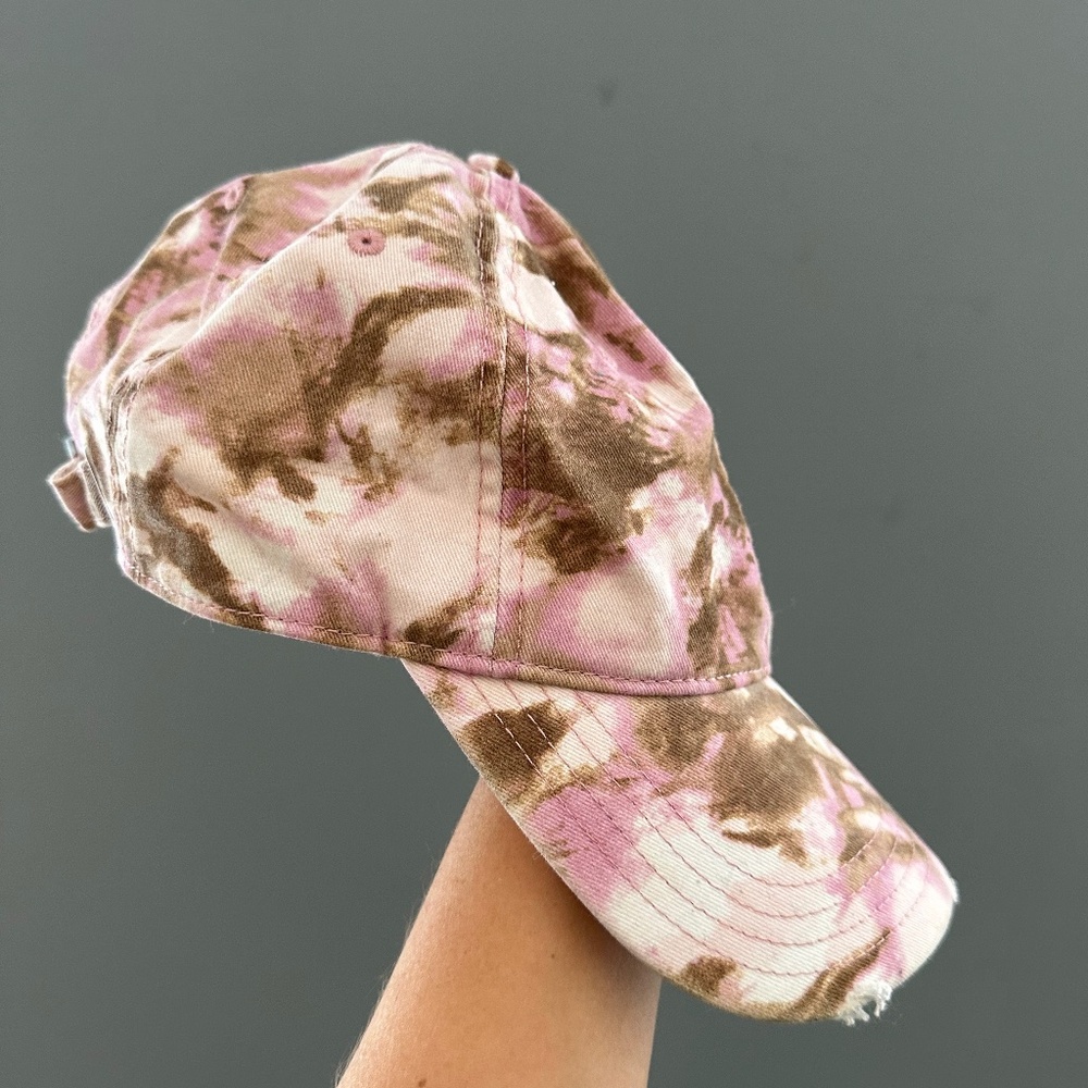 Aerie baseball hat, pink and brown tie dye